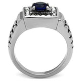 TK370 - High polished (no plating) Stainless Steel Ring with Synthetic Synthetic Glass in Montana - Alamode - Flyclothing LLC