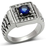 TK370 - High polished (no plating) Stainless Steel Ring with Synthetic Synthetic Glass in Montana - Alamode - Flyclothing LLC