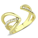 TK3710 - IP Gold(Ion Plating) Stainless Steel Ring with Top Grade Crystal in Clear - Alamode - Flyclothing LLC