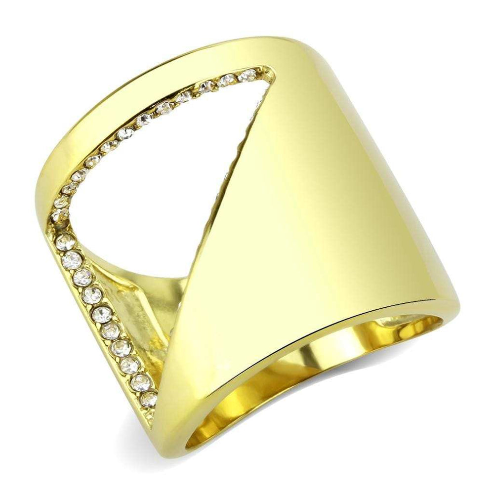 TK3715 - IP Gold(Ion Plating) Stainless Steel Ring with Top Grade Crystal in Clear - Alamode - Flyclothing LLC