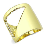 TK3715 - IP Gold(Ion Plating) Stainless Steel Ring with Top Grade Crystal in Clear - Alamode - Flyclothing LLC