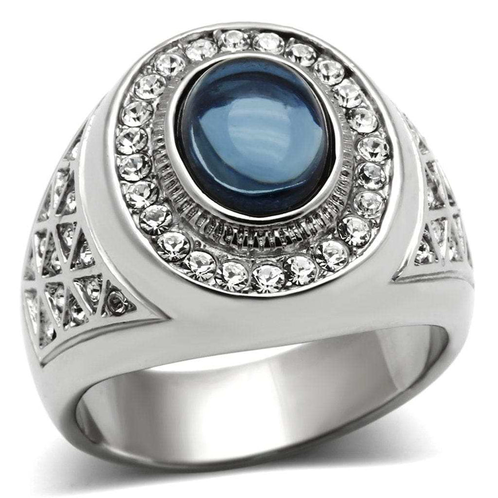 TK371 - High polished (no plating) Stainless Steel Ring with Synthetic Synthetic Glass in Montana - Alamode - Flyclothing LLC
