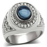 TK371 - High polished (no plating) Stainless Steel Ring with Synthetic Synthetic Glass in Montana - Alamode - Flyclothing LLC