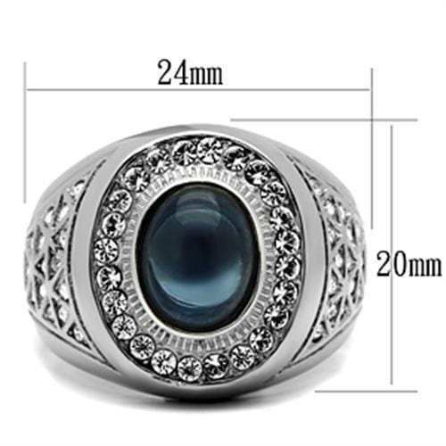 TK371 - High polished (no plating) Stainless Steel Ring with Synthetic Synthetic Glass in Montana - Alamode - Flyclothing LLC