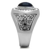 TK371 - High polished (no plating) Stainless Steel Ring with Synthetic Synthetic Glass in Montana - Alamode - Flyclothing LLC
