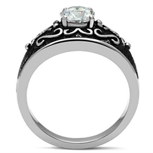 TK373 - High polished (no plating) Stainless Steel Ring with AAA Grade CZ in Clear - Alamode - Flyclothing LLC