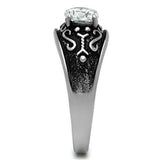 TK373 - High polished (no plating) Stainless Steel Ring with AAA Grade CZ in Clear - Alamode - Flyclothing LLC