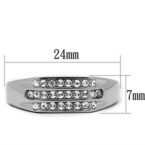 TK375 - High polished (no plating) Stainless Steel Ring with Top Grade Crystal in Clear - Alamode - Flyclothing LLC