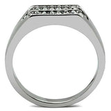 TK375 - High polished (no plating) Stainless Steel Ring with Top Grade Crystal in Clear - Alamode - Flyclothing LLC
