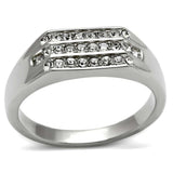 TK375 - High polished (no plating) Stainless Steel Ring with Top Grade Crystal in Clear - Alamode - Flyclothing LLC