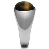TK378 - High polished (no plating) Stainless Steel Ring with Semi-Precious Tiger Eye in Topaz - Alamode - Flyclothing LLC
