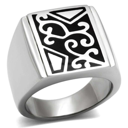 TK384 - High polished (no plating) Stainless Steel Ring with No Stone - Alamode - Flyclothing LLC