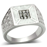 TK385 - High polished (no plating) Stainless Steel Ring with Top Grade Crystal in Clear - Alamode - Flyclothing LLC