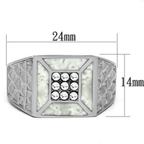 TK385 - High polished (no plating) Stainless Steel Ring with Top Grade Crystal in Clear - Alamode - Flyclothing LLC
