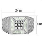 TK385 - High polished (no plating) Stainless Steel Ring with Top Grade Crystal in Clear - Alamode - Flyclothing LLC
