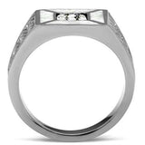 TK385 - High polished (no plating) Stainless Steel Ring with Top Grade Crystal in Clear - Alamode - Flyclothing LLC