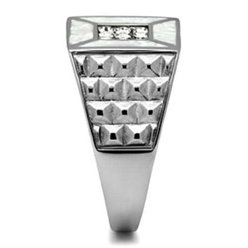 TK385 - High polished (no plating) Stainless Steel Ring with Top Grade Crystal in Clear - Alamode - Flyclothing LLC
