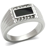 High polished (no plating) Stainless Steel Ring with Top Grade Crystal in Clear - Alamode - Flyclothing LLC