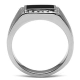 High polished (no plating) Stainless Steel Ring with Top Grade Crystal in Clear - Alamode - Flyclothing LLC
