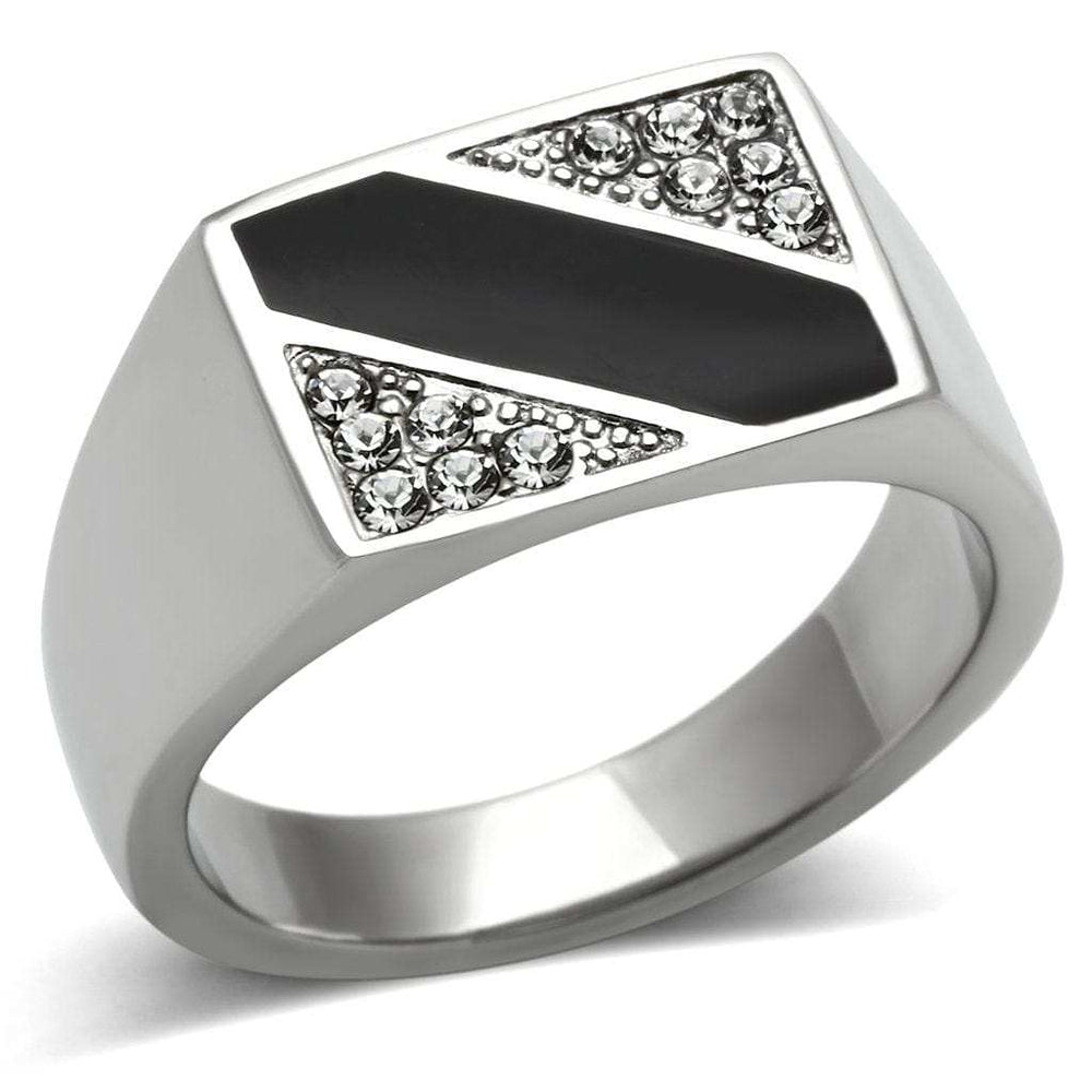TK387 - High polished (no plating) Stainless Steel Ring with Top Grade Crystal in Clear - Alamode - Flyclothing LLC