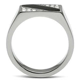 TK387 - High polished (no plating) Stainless Steel Ring with Top Grade Crystal in Clear - Alamode - Flyclothing LLC