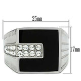 TK388 - High polished (no plating) Stainless Steel Ring with Top Grade Crystal in Clear - Alamode - Flyclothing LLC