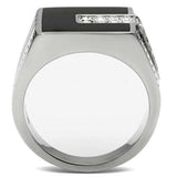 TK388 - High polished (no plating) Stainless Steel Ring with Top Grade Crystal in Clear - Alamode - Flyclothing LLC