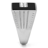 TK388 - High polished (no plating) Stainless Steel Ring with Top Grade Crystal in Clear - Alamode - Flyclothing LLC
