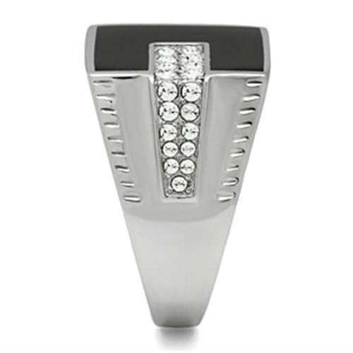 TK388 - High polished (no plating) Stainless Steel Ring with Top Grade Crystal in Clear - Alamode - Flyclothing LLC