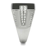 TK388 - High polished (no plating) Stainless Steel Ring with Top Grade Crystal in Clear - Alamode - Flyclothing LLC