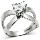 TK390 - High polished (no plating) Stainless Steel Ring with AAA Grade CZ in Clear - Alamode - Flyclothing LLC