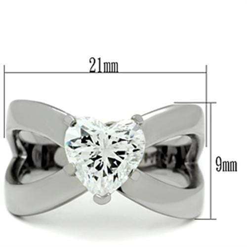 TK390 - High polished (no plating) Stainless Steel Ring with AAA Grade CZ in Clear - Alamode - Flyclothing LLC