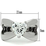 TK390 - High polished (no plating) Stainless Steel Ring with AAA Grade CZ in Clear - Alamode - Flyclothing LLC