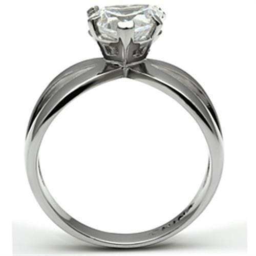 TK390 - High polished (no plating) Stainless Steel Ring with AAA Grade CZ in Clear - Alamode - Flyclothing LLC