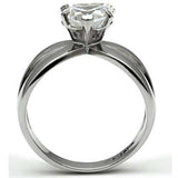 TK390 - High polished (no plating) Stainless Steel Ring with AAA Grade CZ in Clear - Alamode - Flyclothing LLC