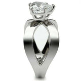TK390 - High polished (no plating) Stainless Steel Ring with AAA Grade CZ in Clear - Alamode - Flyclothing LLC