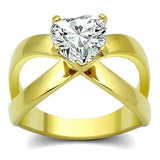 TK390G - IP Gold(Ion Plating) Stainless Steel Ring with AAA Grade CZ in Clear - Alamode - Flyclothing LLC