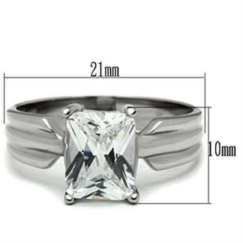 TK391 - High polished (no plating) Stainless Steel Ring with AAA Grade CZ in Clear - Alamode - Flyclothing LLC