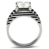 TK393 - High polished (no plating) Stainless Steel Ring with AAA Grade CZ in Clear - Alamode - Flyclothing LLC