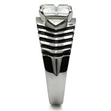 TK393 - High polished (no plating) Stainless Steel Ring with AAA Grade CZ in Clear - Alamode - Flyclothing LLC
