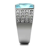 TK394 - High polished (no plating) Stainless Steel Ring with Synthetic Synthetic Glass in Sea Blue - Alamode - Flyclothing LLC