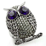 TK399 - High polished (no plating) Stainless Steel Ring with Top Grade Crystal in Amethyst - Alamode - Flyclothing LLC