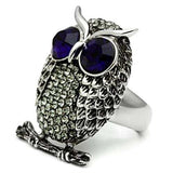 TK399 - High polished (no plating) Stainless Steel Ring with Top Grade Crystal in Amethyst - Alamode - Flyclothing LLC