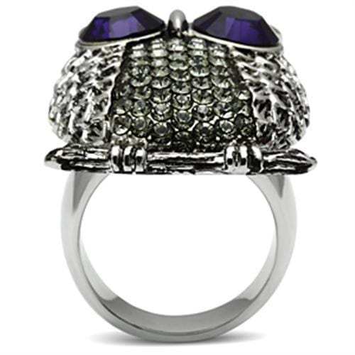 TK399 - High polished (no plating) Stainless Steel Ring with Top Grade Crystal in Amethyst - Alamode - Flyclothing LLC