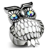 TK400 - High polished (no plating) Stainless Steel Ring with Top Grade Crystal in Sea Blue - Alamode - Flyclothing LLC