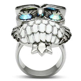 TK400 - High polished (no plating) Stainless Steel Ring with Top Grade Crystal in Sea Blue - Alamode - Flyclothing LLC