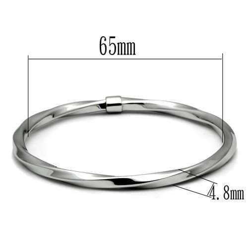TK410 - High polished (no plating) Stainless Steel Bangle with No Stone - Alamode - Flyclothing LLC
