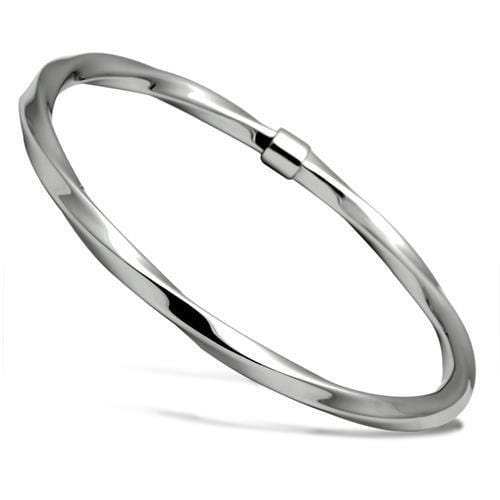 TK410 - High polished (no plating) Stainless Steel Bangle with No Stone - Alamode - Flyclothing LLC