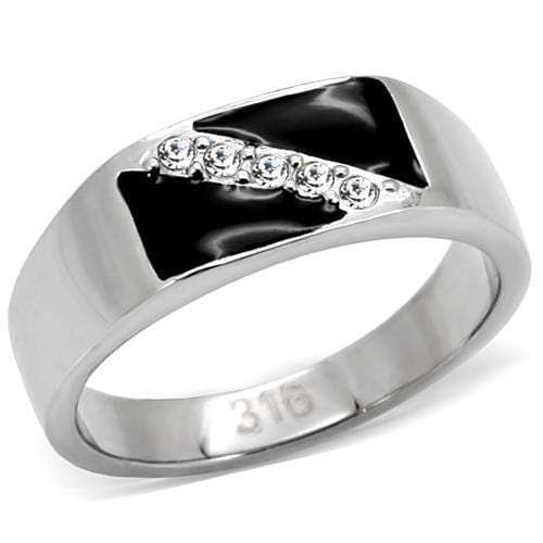 TK414701 - High polished (no plating) Stainless Steel Ring with Top Grade Crystal in Clear - Alamode - Flyclothing LLC