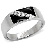 TK414701 - High polished (no plating) Stainless Steel Ring with Top Grade Crystal in Clear - Alamode - Flyclothing LLC